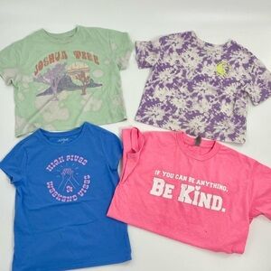 Girls Boxy Short Sleeve Graphic T-shirt Bundle Small 5/6 Tie Dye Band Tee (4)